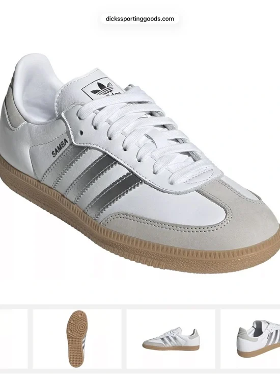 adidas Women's Samba OG Shoes White/Silver/Gum - Picture 1 of 8